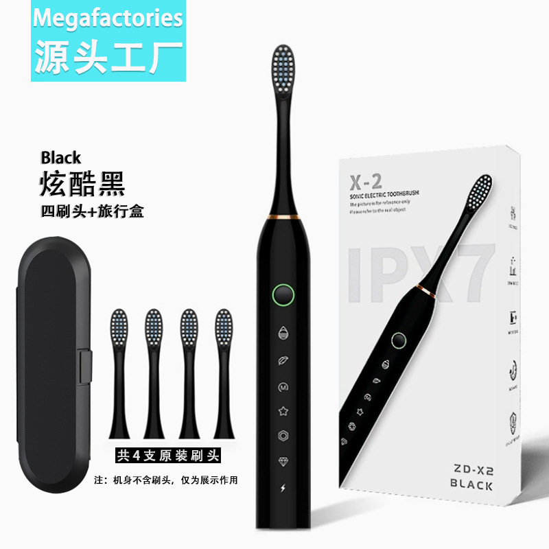 X2 black with 4 brush heads [new style] + travel box