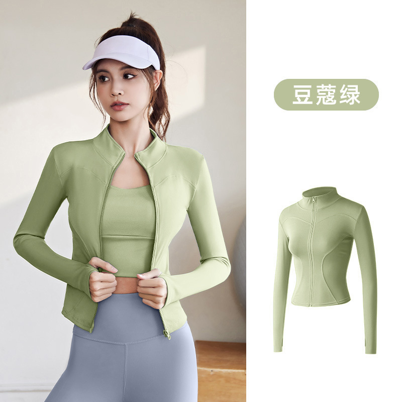 Juyitang Spring and Autumn Sports Chaqueta de manga larga para mujer Traje de yoga para correr Chaqueta superior