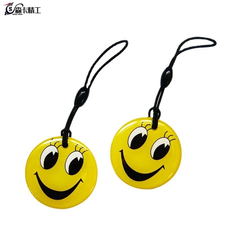 UFUID笑脸滴胶卡厂家卡通钥匙扣RFID智能门禁T5577感应滴胶卡NFC