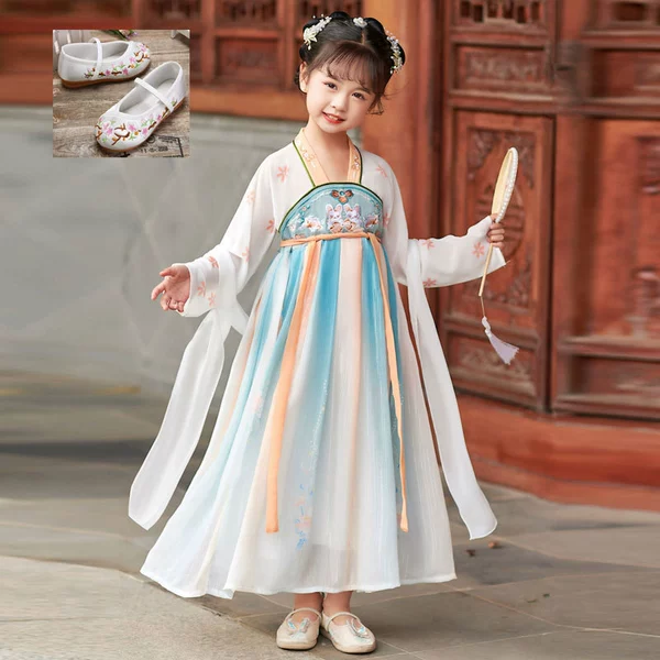 Jade Rabbit Chengxiang long-sleeved dress with ribbon and shoes
