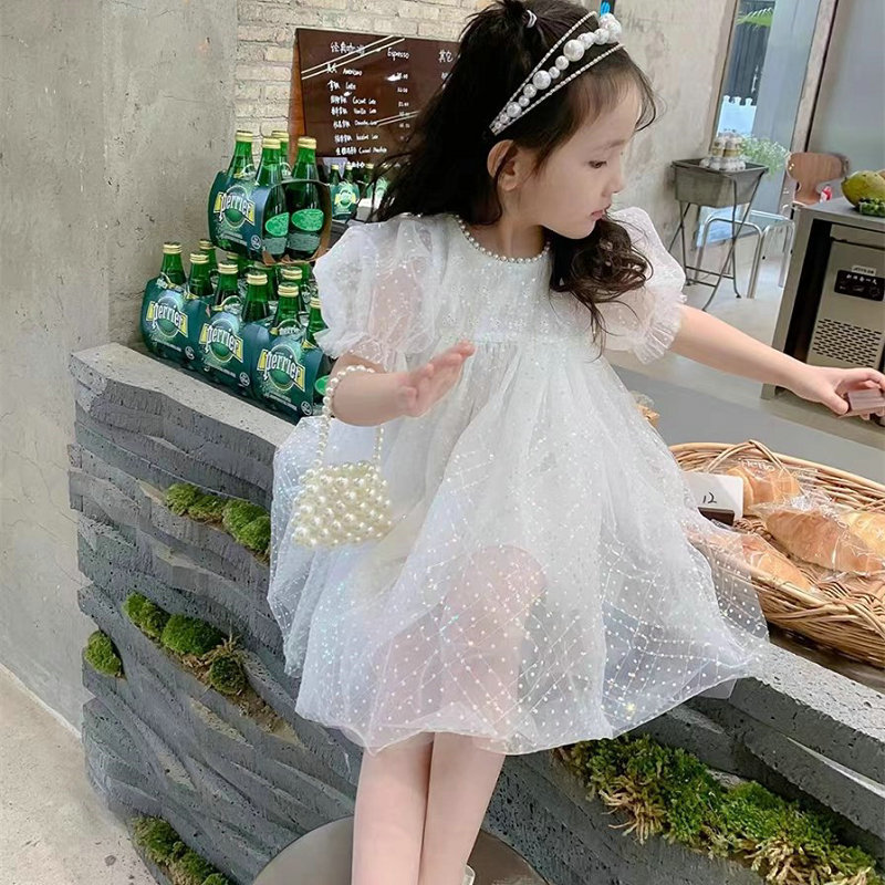 Princess Cute Solid Color Cotton Mesh Yarn Girls Dresses display picture 4