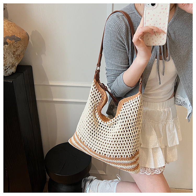 Summer versatile single-shoulder bags, trendy and fresh woven bags, seaside vacation beach bags, large-capacity travel bags undefined