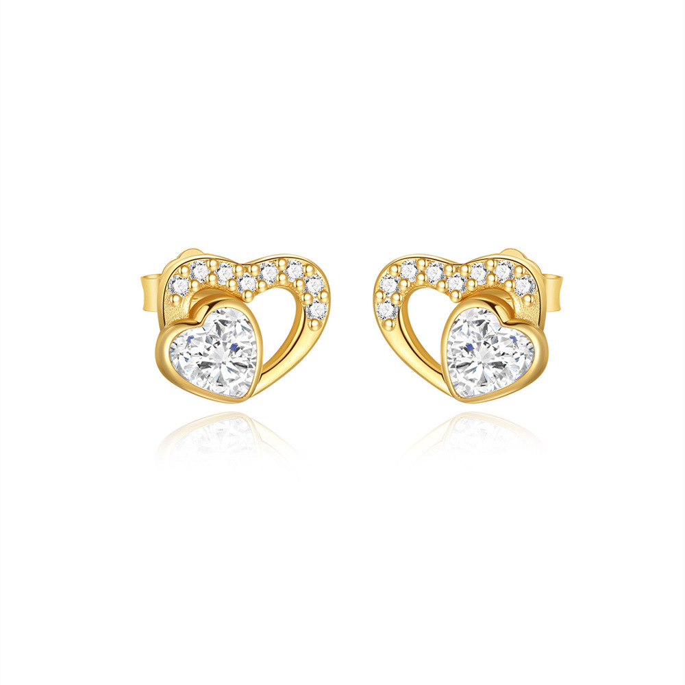 Women's Gender Jewelry + Earrings 925 Sterling Silver Heart Shape Zircon Cable Chain Bracelets Earrings