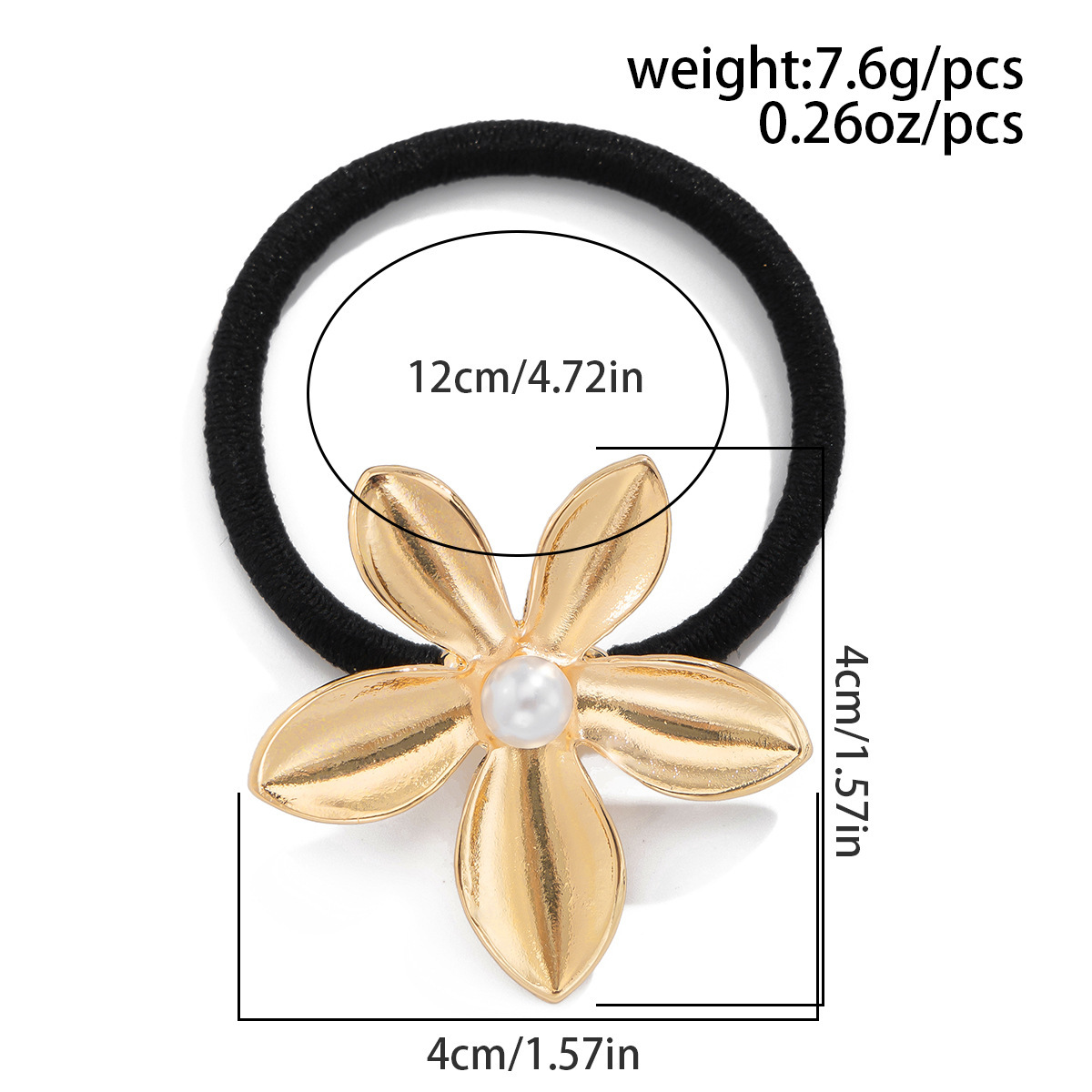 11g Weight Women's Basic Flower Imitation Pearl Alloy Hair Tie
