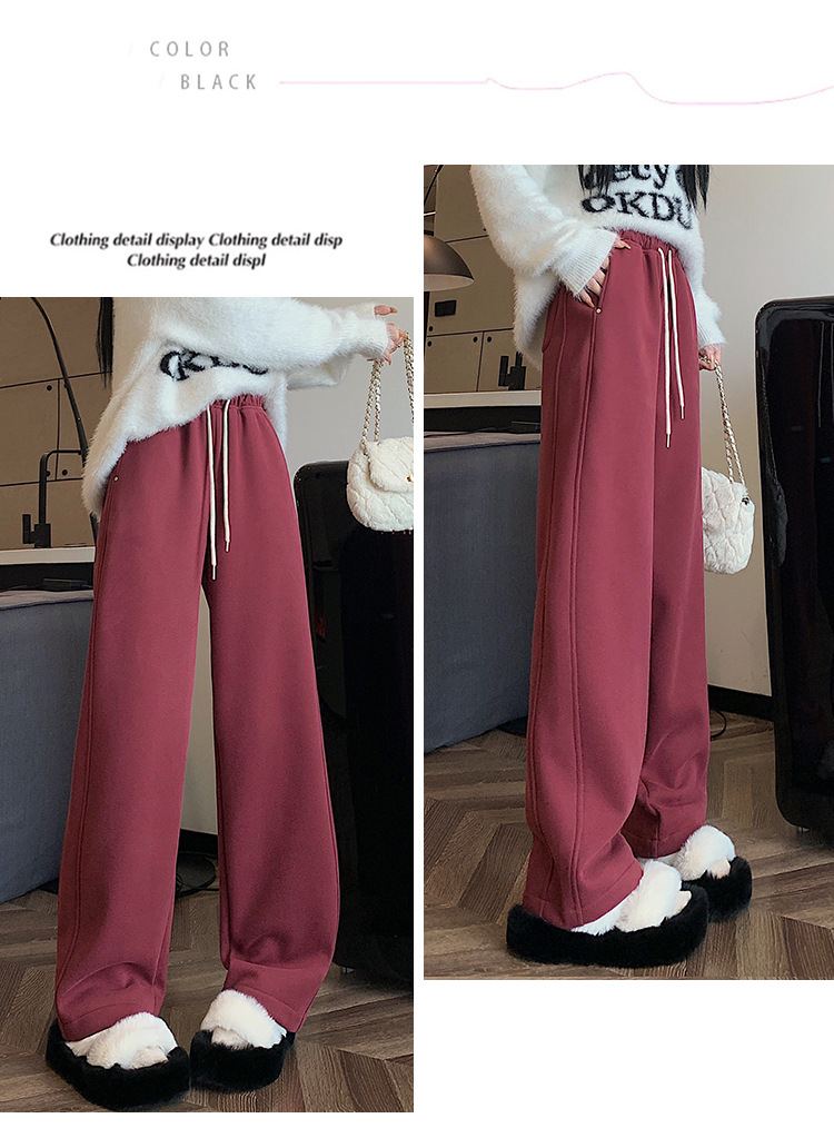 Autunno e inverno Isolamento in peluche Nuovi pantaloni sportivi casual lunghi a gamba dritta larghi e dimagranti_voghion.com