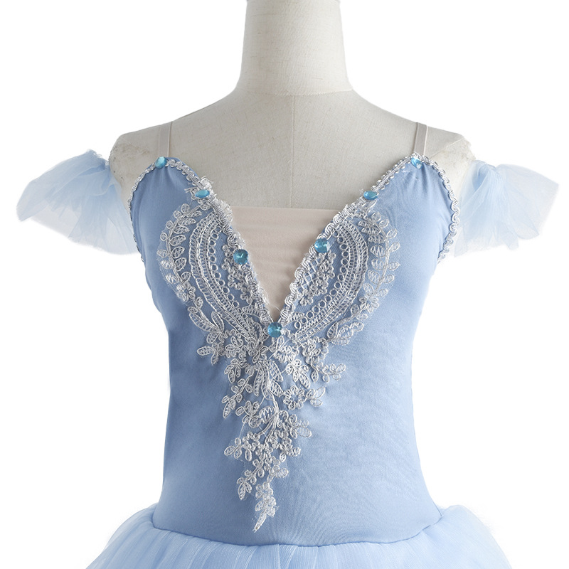 Children's Dance puffy gauze skirt girl's Little Swan strap dance skirt colorfast light ballet performance clothing