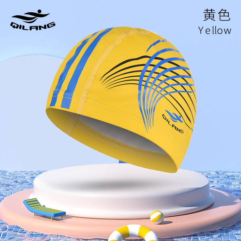 [LOGO personalizado] gorra de baño PU para adultos gorra de estilo impresa protector de orejas sin estrangular cabello largo gorra de baño unisex