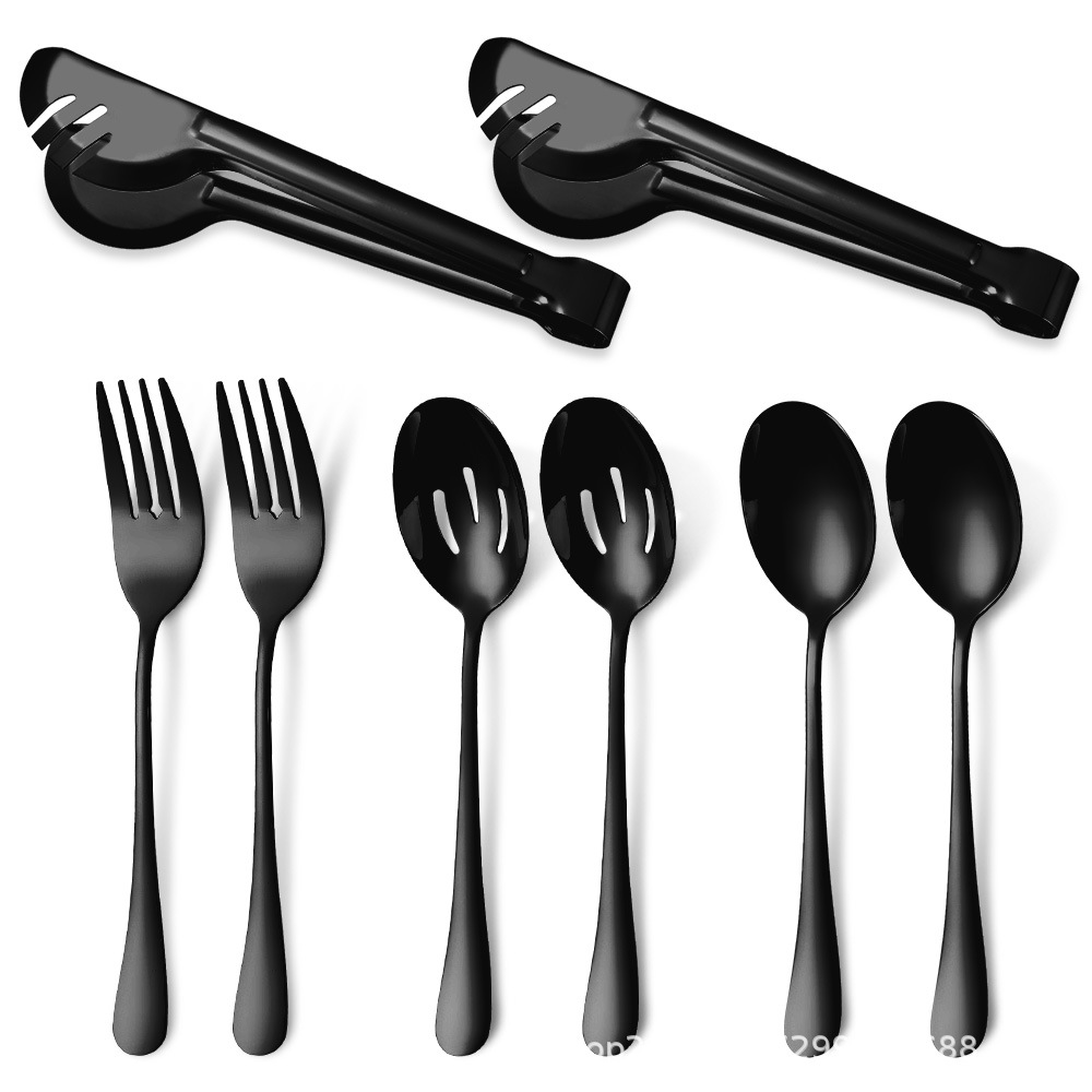 Suministro transfronterizo cuchara de tenedor de acero inoxidable Colador traje de vajilla común cuchara de servicio de clip de carne de comida multiusos