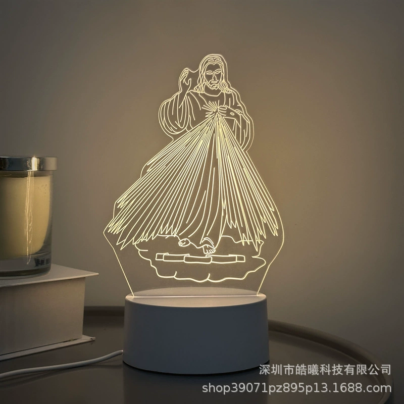 3D акриловая LED ночная лампа, креативная настольная лампа, варианты USB/батарея, Узор 1–19