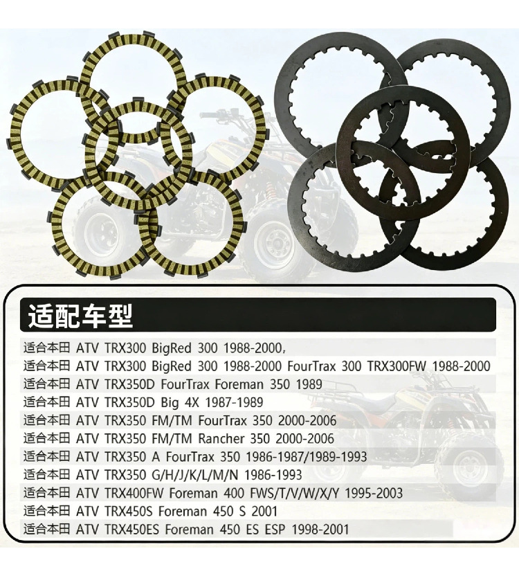 Suitable for Honda TRX300 350D 400FW TRX450ES paper-based clutch disc, iron friction disc