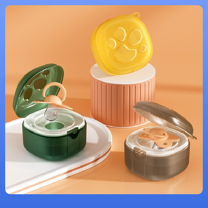 Pacifier Pp Panda Cartoon New Cross-Border Baby Dustproof Box ✅ Chain Pacifier Pattern Storage Box Transparent