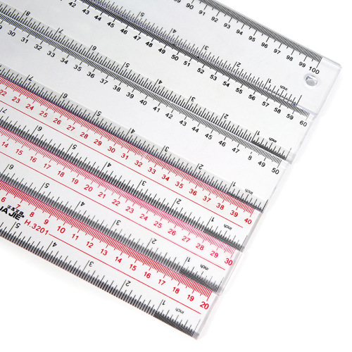 Huajie Factory Wholesale Transparent Acrylic Plastic Ruler, Organic Glass Measuring Drawing Ruler, Student Stationery Ruler