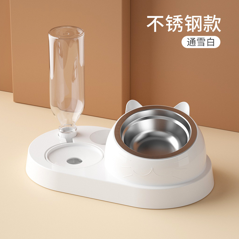 Cuenco de gato tazón de comida de cerámica protección columna cervical automático agua potable oblicua tazón de comida para gatos tazón de arroz gatito agua potable antigolpes