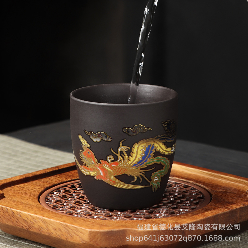 Tazas de té de arena púrpura de cerámica con regalos de decoloración de calor tazas de té de oficina de gran capacidad tazas de té personales tazas de té