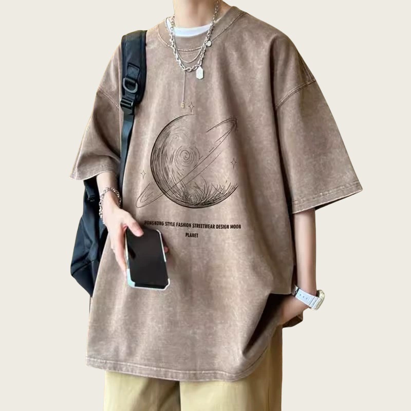 Хлопковая футболка с коротким руqавом, oversize, американский стиль