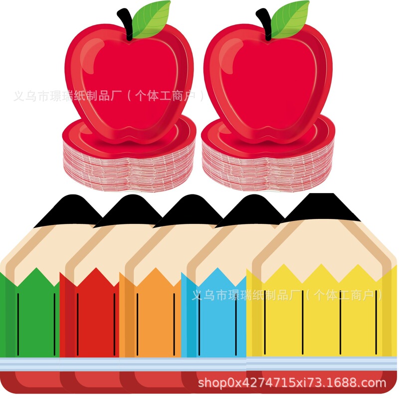 Opening Season Party Theme Paper Tray Children's School Graduation Decoration Back to School Day Disposable Apple Pencil Paper Tray Opening Season Party Theme Paper Tray Children's School Graduation Decoration Back to School Day Disposable Apple Pencil Paper Tray