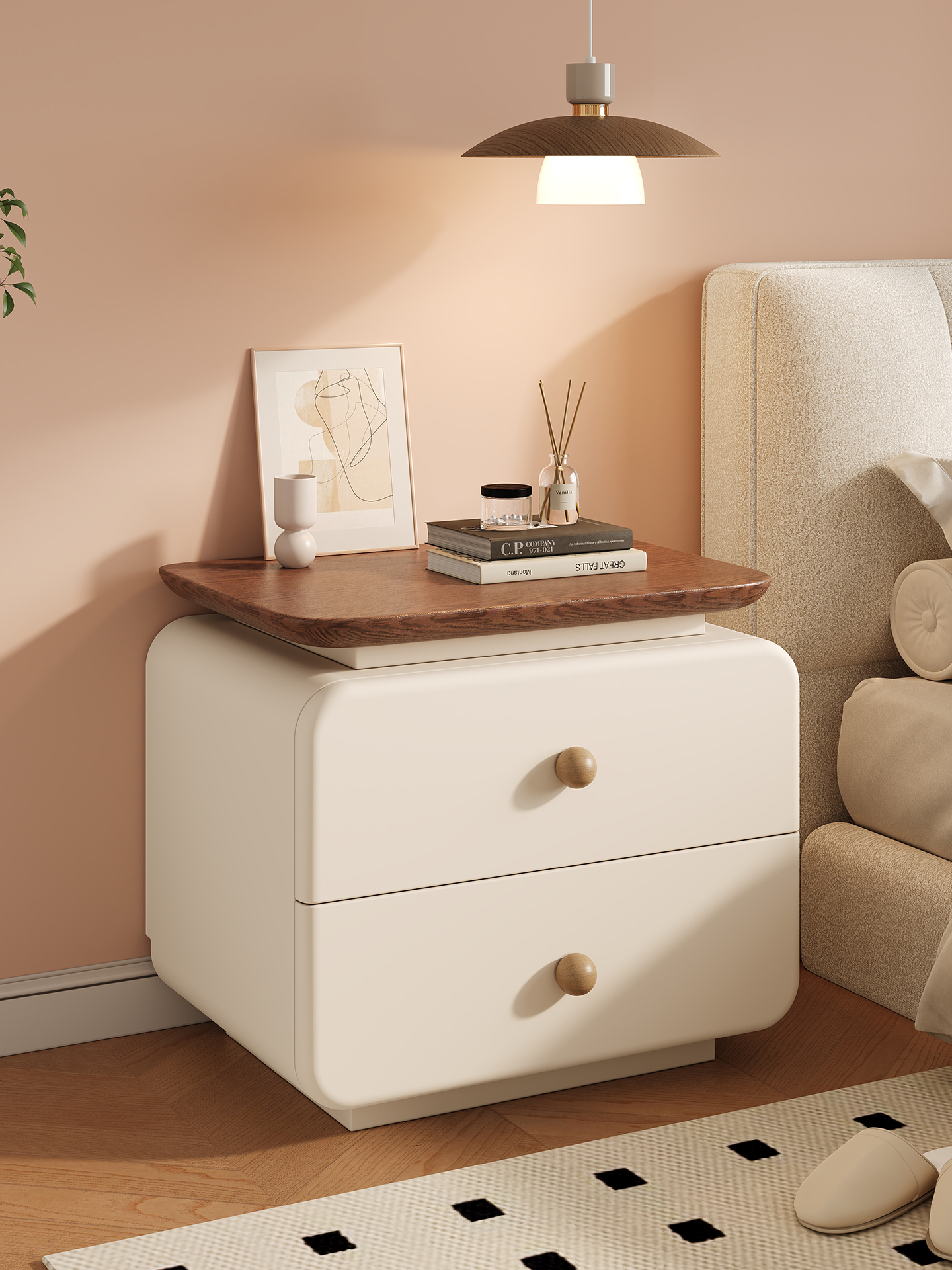 레드월넛+오프화이트