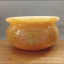 米黄玉聚宝盆黄玉元宝玉石摆件客厅家居摆设玉石装饰品工艺品批发