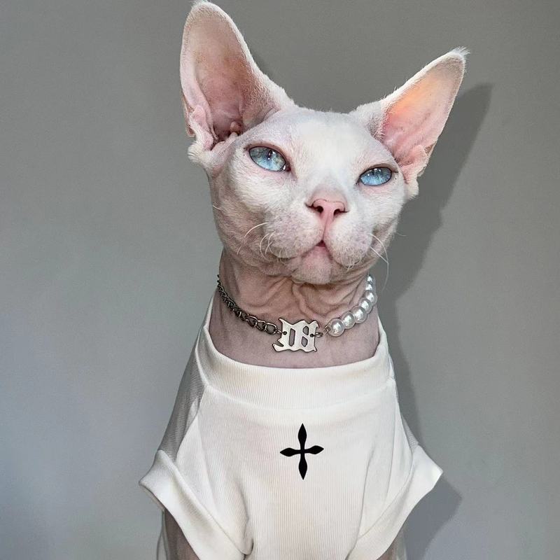 猫服高級シンプル薄半袖デヴィンスフィンクス無毛猫四季通用ペット服|undefined