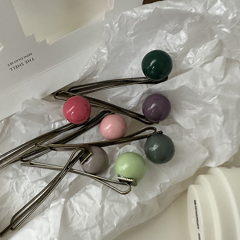 Kórejský štýl, roztomilá trojrozmerná farebná guľa, jeden znak, sponka do vlasov, nová sponka do vlasov s ofinou, sponka na boky, všestranná sponka do vlasov, vlasové doplnky, čelenka_voghion.com