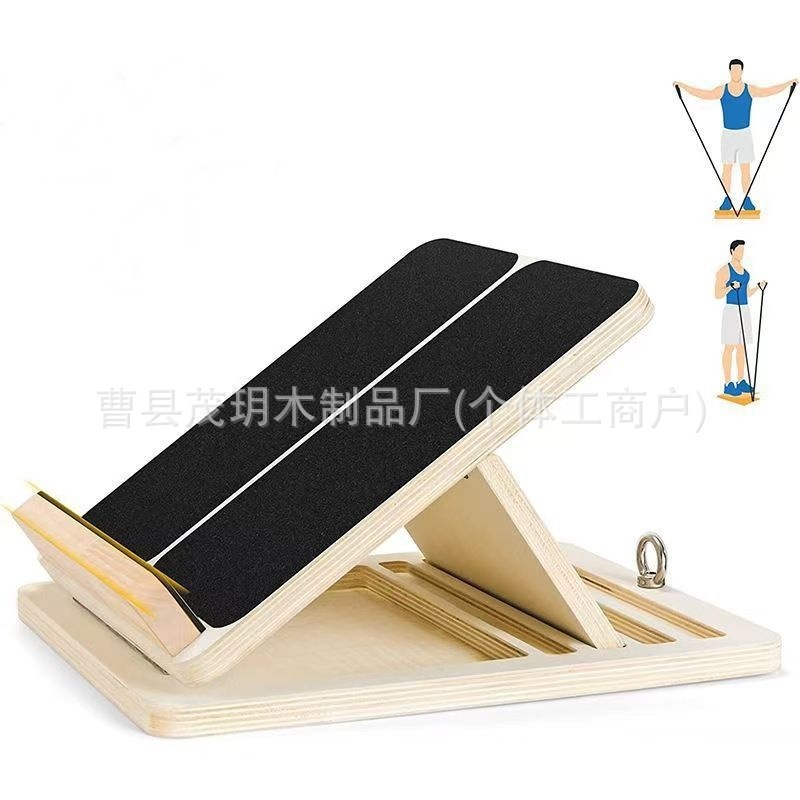 木のフィットネスのペダルのやせた足の器の木の筋板の木製の家庭用のストレッチ器のすねの筋のアキレス腱の斜めのペダル|undefined