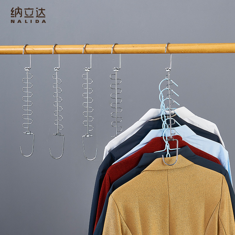 가정용 의류 랙 다공성 웨이브 매직 행거 바지 랙 행거 금속 옷장 보관 랙