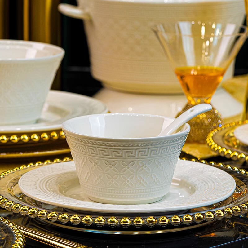 Dish Set for Home Use 2026 New Model Jingdezhen Pure White Ceramic Tableware High-End Rice Bowl Noodle Bowl Housewarming Soup Bowl Dish Set for Home Use 2026 New Model Jingdezhen Pure White Ceramic Tableware High-End Rice Bowl Noodle Bowl Housewarming Soup Bowl