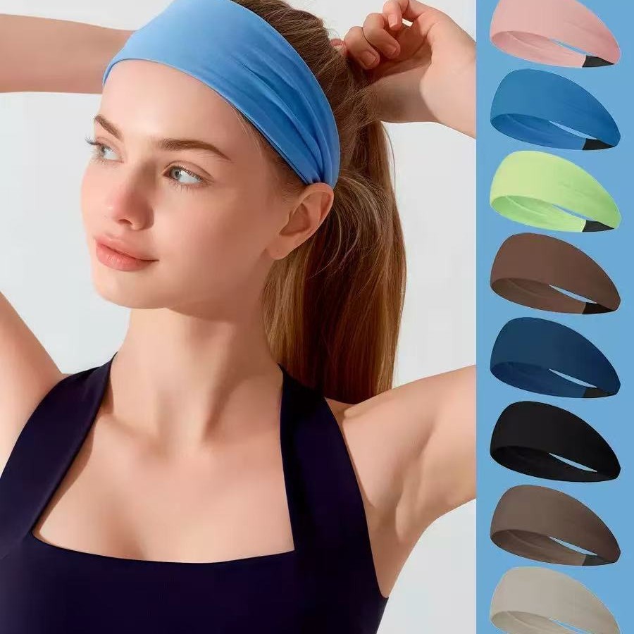 Cross-border sports headband, sweat-absorbing hairband, silk scarf, summer yoga and fitness headband, summer running headscarf for girls