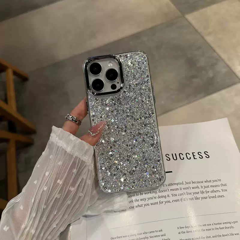 Чехол для телефона Apple iPhone 15 — электроникованный блестящий защитный чехол с люкс-блестками