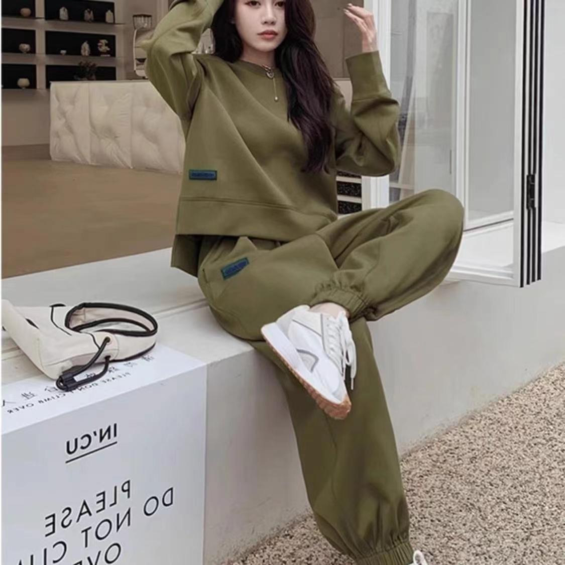 ActiveGo 2024 New Plus Size Comfortable Casual Sports Suit Autumn Winter Fashion Stylish MM Street Style Sweatshirt Two-Piece Set_desvips.com