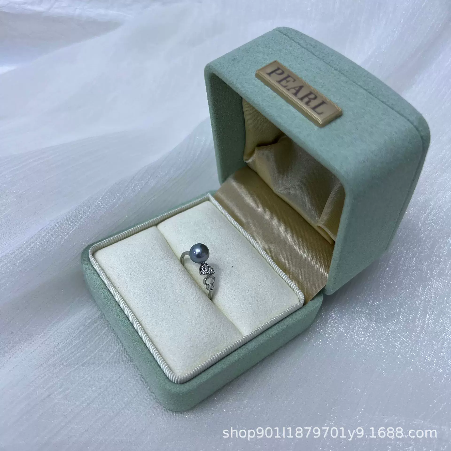 日本天然海水akoya珍珠真多麻色S925葫芦款戒指小清新设计款