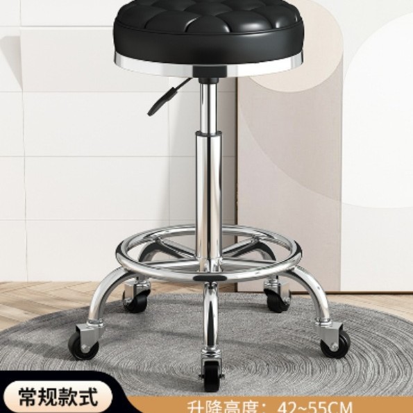 Taburete de bar, silla de bar, silla giratoria con ruedas, silla de recepción para laboratorio u hospital, silla de trabajo de metal, silla de barbero, silla con ruedas