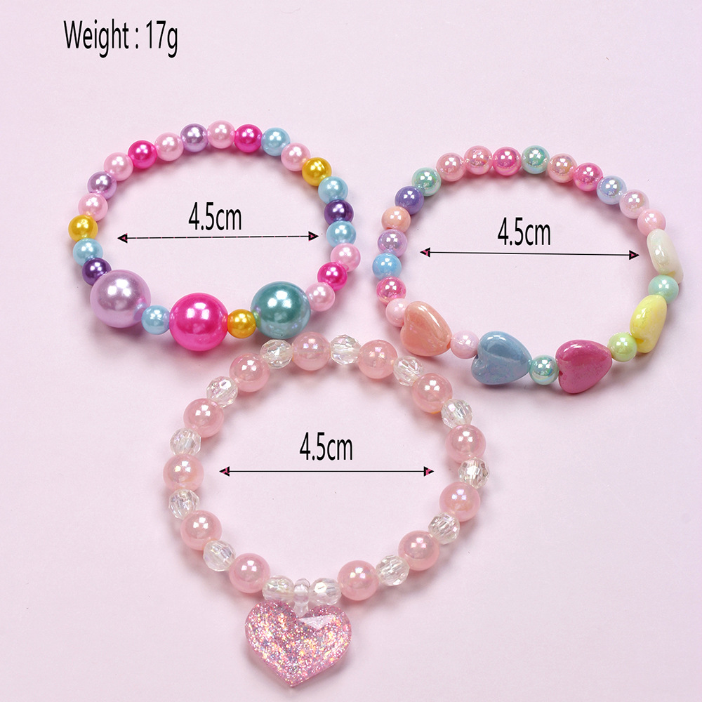 Simple Style Heart Shape Flower Plastic Beaded Girl's Bracelets display picture 49