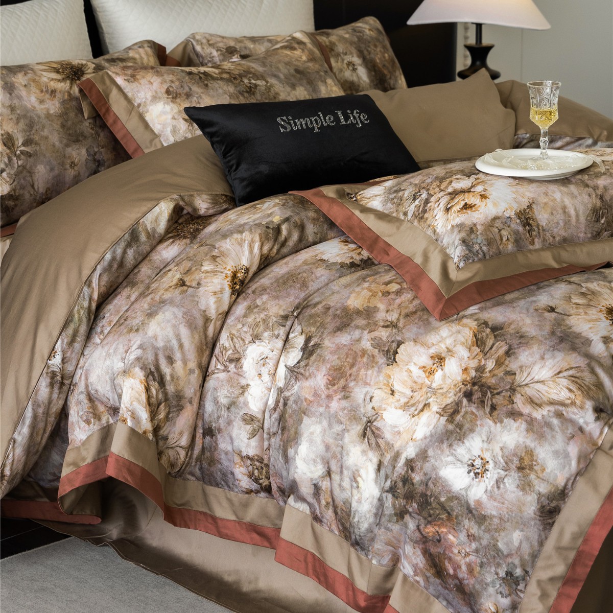 American Style Digital Printing Super Soft Skin-Friendly Bedding Bedding Pure Cotton Long-Staple Cotton Four-Piece Set Home Textile Lanting Xiu