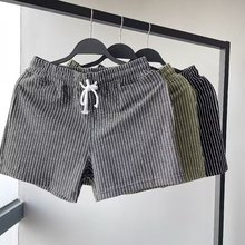 夏季条纹短裤青年男士潮流三分裤男士超短裤运动短裤3分裤子