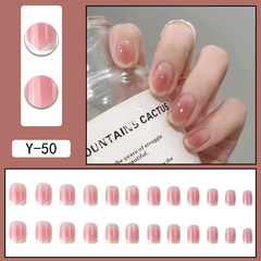 Simple Short Blush Stain V-Style French False Nail Sticker Thin Removable Wearable Nail Sheet Wholesale Product