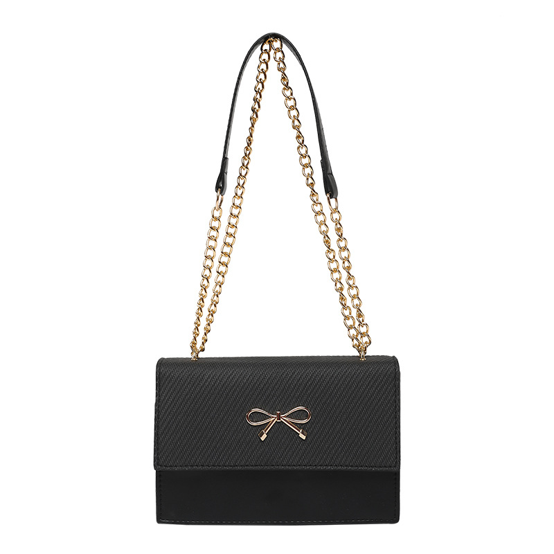 Minimalist Square Shoulder Bag With Bow Chain For Women_voghion.com