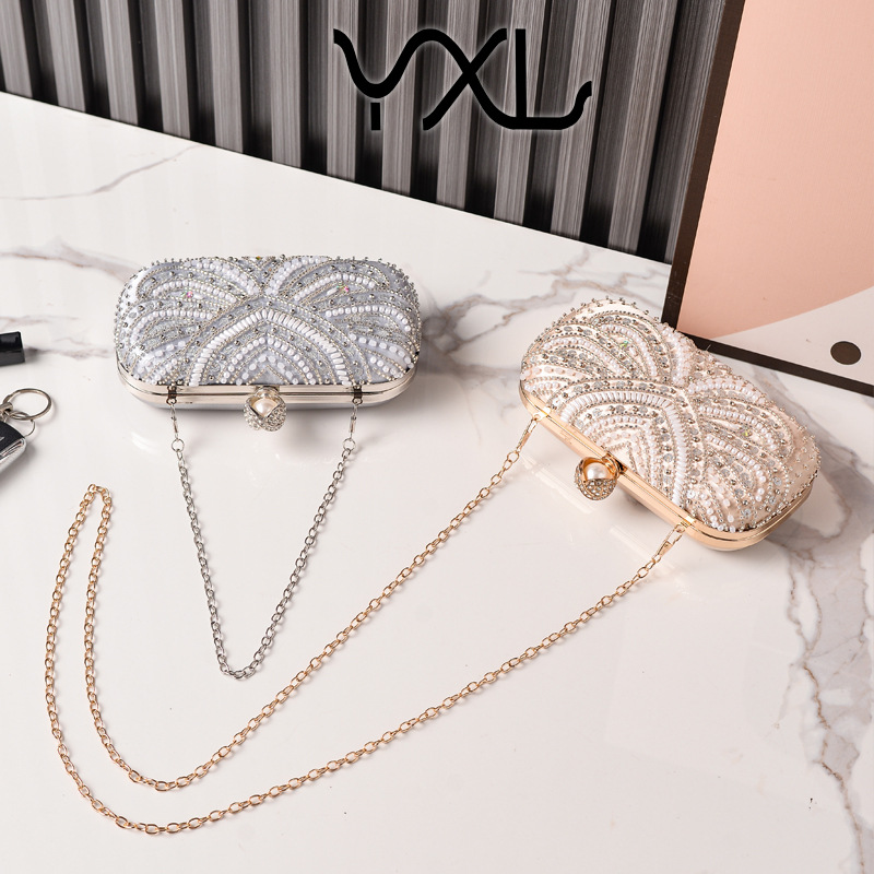 Nuevo bolso de cena transfronterizo para damas, bolso de noche bordado con diamantes, bolso de fiesta, bolso de vestido diagonal, bolso de novia