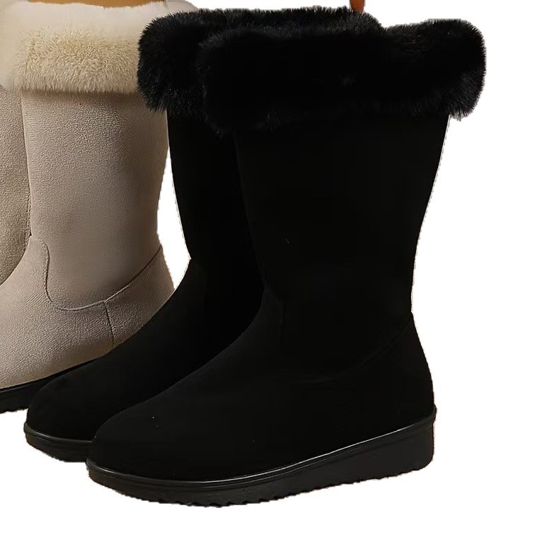 2025, botas de nieve de invierno para mujeres, botas Martin gruesas antideslizantes, botas de algodón con cremallera lateral caliente para mujeres