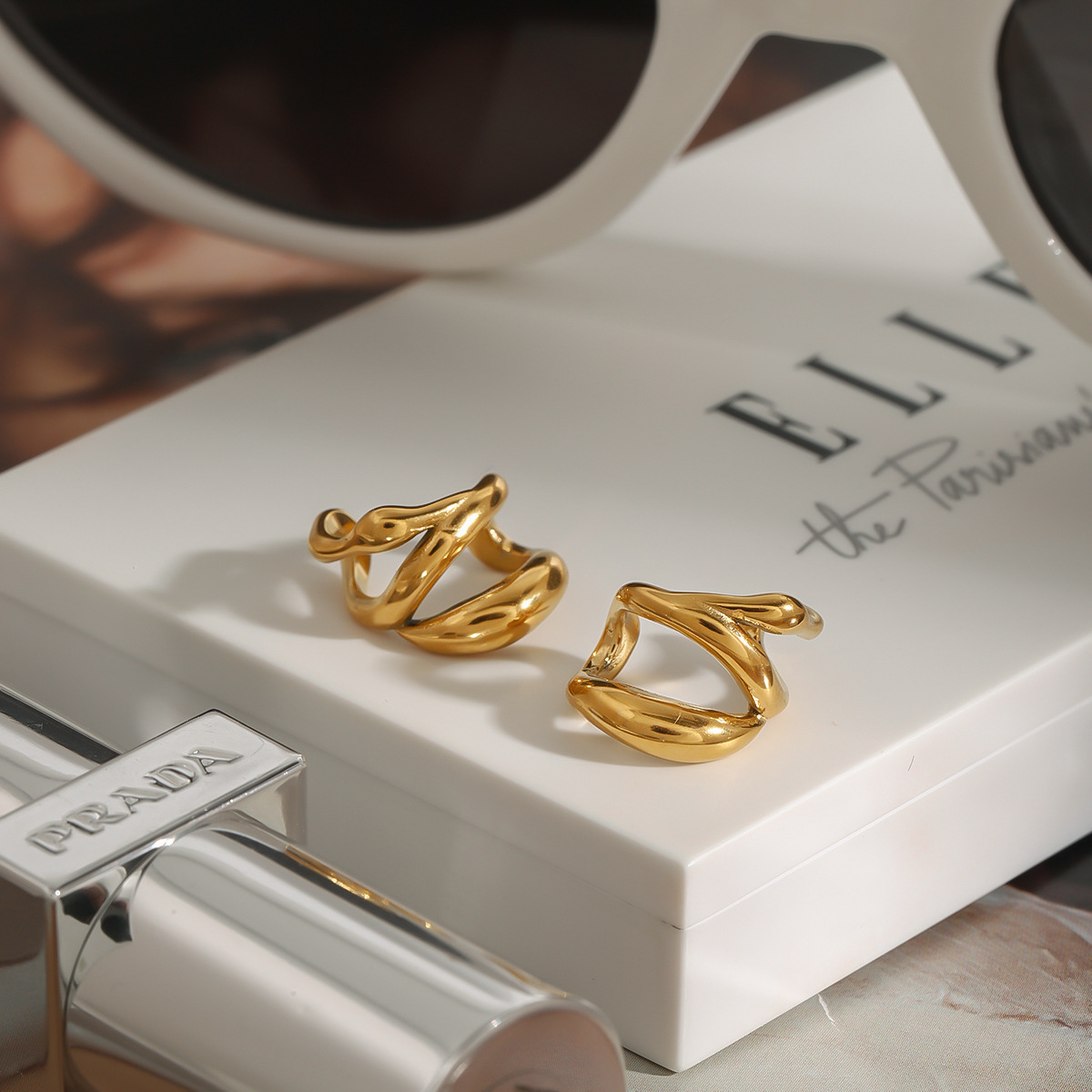 JEDING europa y americana pendientes de acero de titanio pendientes de lujo ligero de alto nivel sin agujeros pendientes de joyas de acero inoxidable transfronterizas