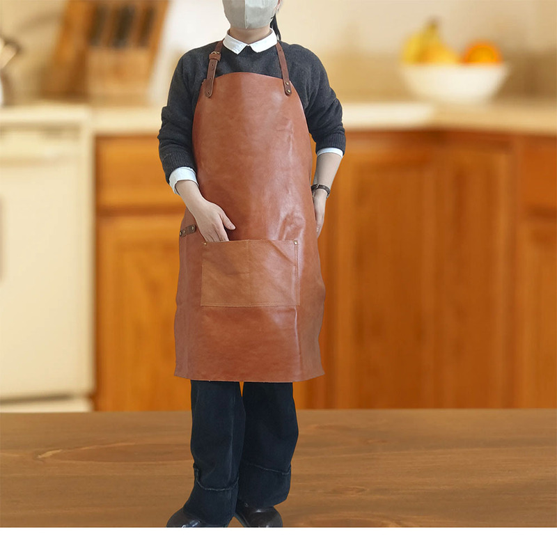 Customized Yellow-Brown First-Layer Cowhide European and American Fashionable Cow Leather Second-Layer Leather Apron Milk Tea Shop Coffee Barber Customized Yellow-Brown First-Layer Cowhide European and American Fashionable Cow Leather Second-Layer Leather Apron Milk Tea Shop Coffee Barber
