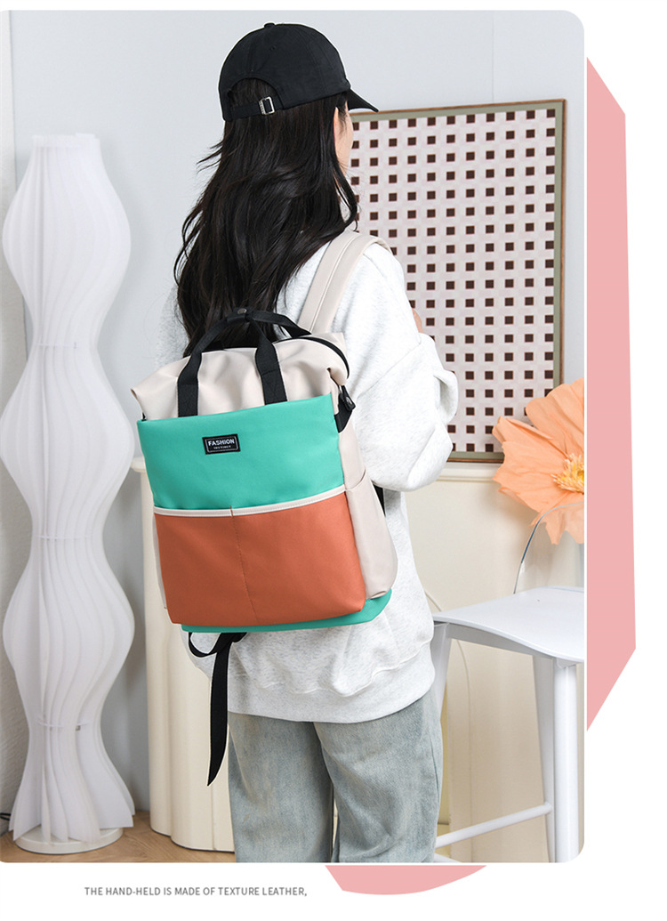 Fashionable color-blocking backpack for moms, 2025 new large-capacity backpack for taking kids out, maternity bag and baby bag undefined