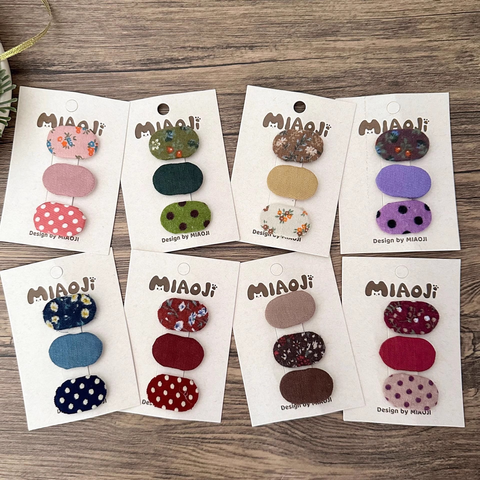 3-piece girls' fabric floral hairpin cute small size oval BB clip baby hairpin does not hurt hair bangs side clip