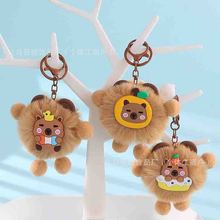 新款可爱水豚公仔毛绒钥匙扣挂饰女包卡通呆萌毛球玩偶小挂件批发