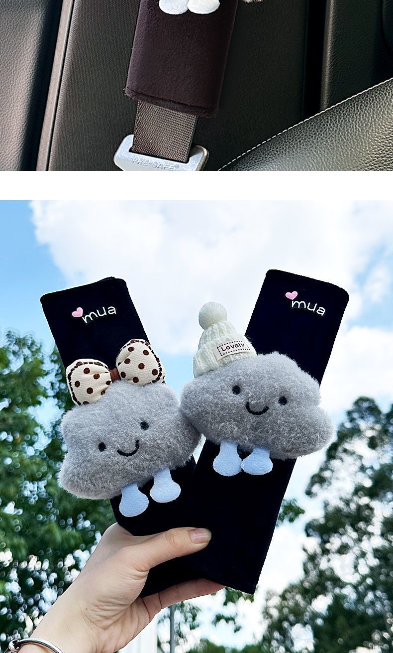 Cute Cloud-Shaped Plush Seatbelt Shoulder Pads, Car Anti-Strap Shoulder Protectors, Factory Direct Supply for Cross-Border Wholesale