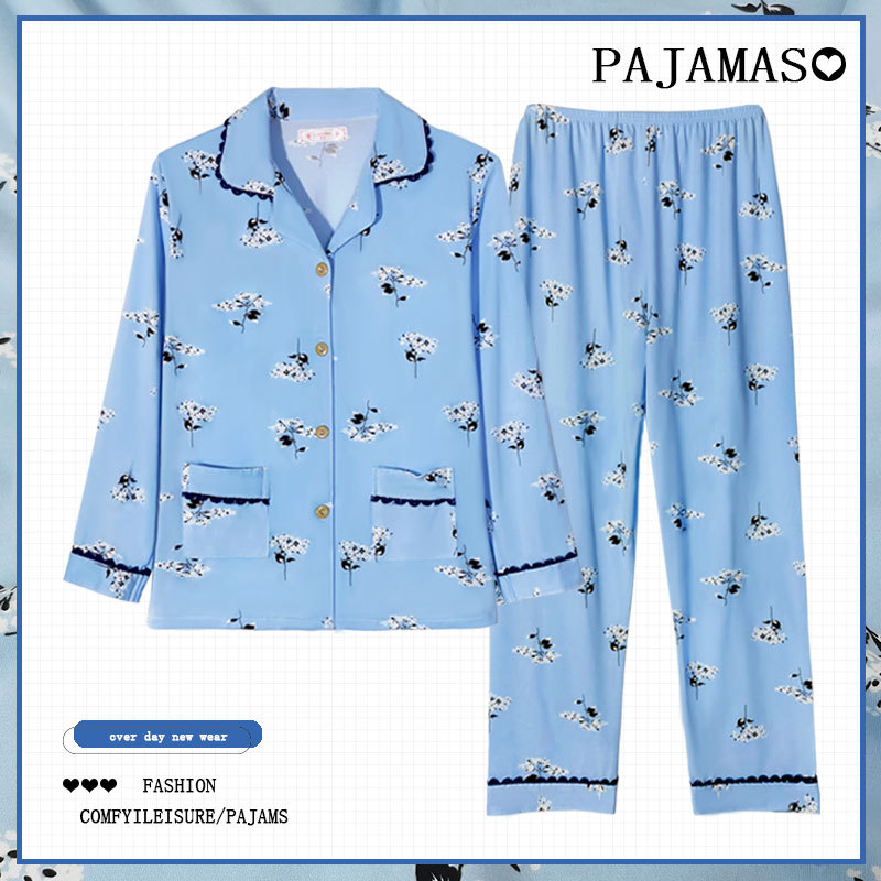 Pijamas a cuadros de algodón para mujer primavera y otoño 2025 nuevo estilo lindo traje de servicio a domicilio de manga larga de perro de pudín estilo ins