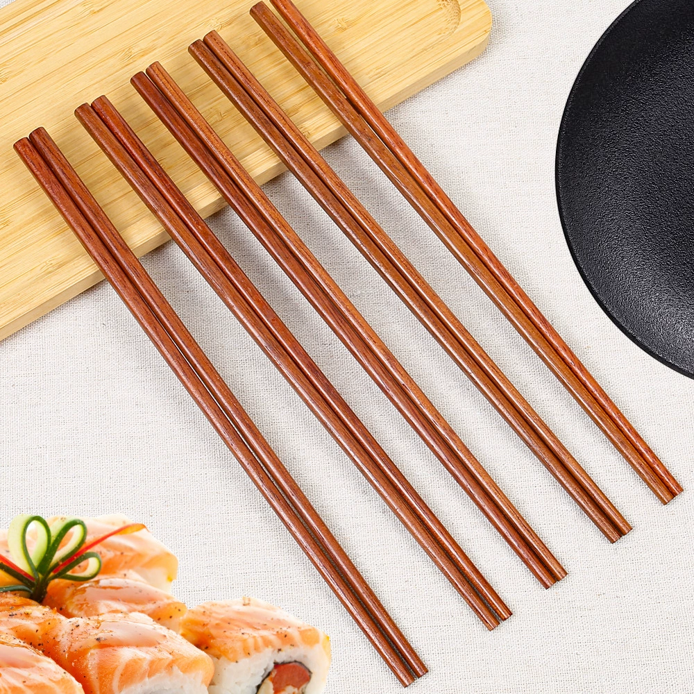 Бытовые палочки для еды из цельного дерева, 25 см, палочки для еды из красной сосны, 10 пар, нескользящие, не подверженные плесени, гравировка, деревянная посуда, оптовая продажа