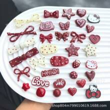 高级感安可拉红猫咪小鱼花朵爱心饰品配件发饰发夹手工材料批发