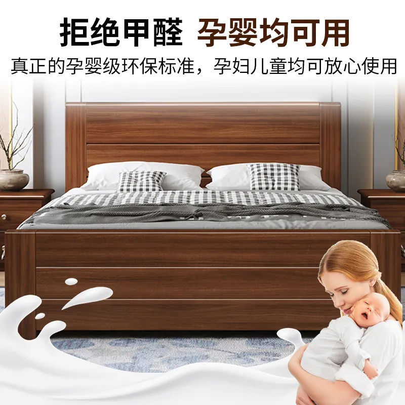 全实木床1.5米家用1.8米主卧双人大床小户型1.2m出租房单人床跨境|undefined