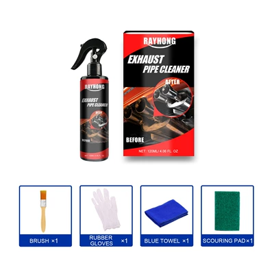 Rayhong Car Exhaust Pipe Rust Remover Multifunctional Anti-Rust Metal Exhaust Pipe Equipment Maintenance Cleaner (Cleaning/curing agent) - 120ml-set